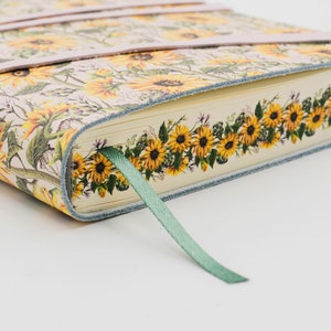 Giardino dei Girasoli (Sunflowers Garden) Soft Italian Leather Printed Journal , Notebook - Handmade in Italy