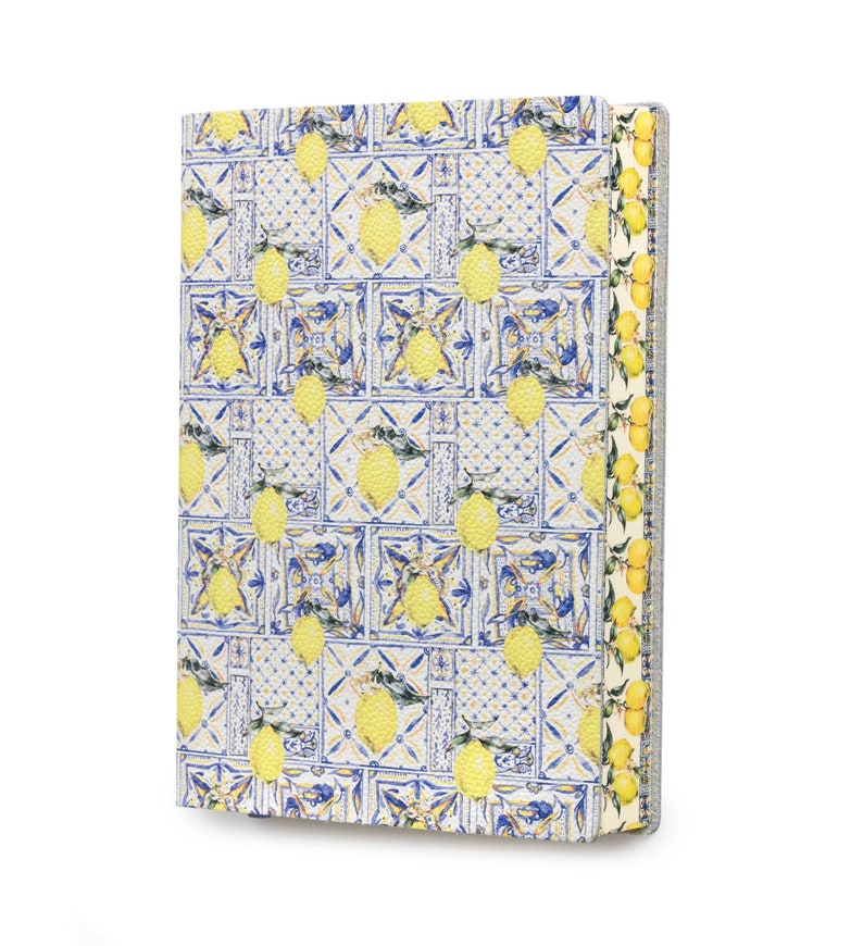 Limoni Lemons Mosaico Printed Soft Italian Leather Journal, Notebook Handmade in Italy image 2