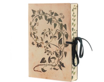 Ivy  “Edera“ Evergreen Vine Printed Italian Leather Journal , Notebook - Handmade in Italy , Gift