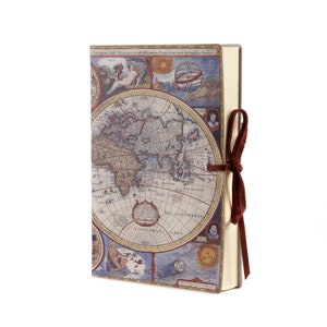 Old World Map Leather Journal, Diary, Travel Log, Notebook- Handmade in Italy, Gift for Dad, Travelers , Writers & Teachers