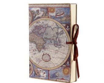 Old World Map Leather Journal, Diary, Travel Log, Notebook- Handmade in Italy, Gift for Dad, Travelers , Writers & Teachers