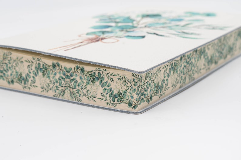 Eucalipto Eucalyptus Bouquet Printed Soft Italian Leather Journal,Notebook, Handmade in Italy image 6