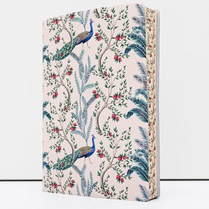Vintage Peacock Garden Printed Soft Italian Leather Journal, Notebook Handmade In Italy image 2