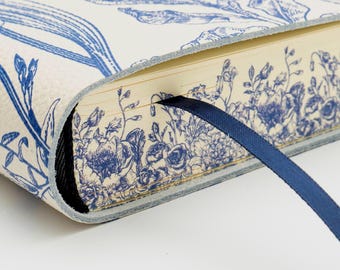 Azzurri (Blu) Fiori Handmade in Italy Soft Italian Leather Journal, Notebook