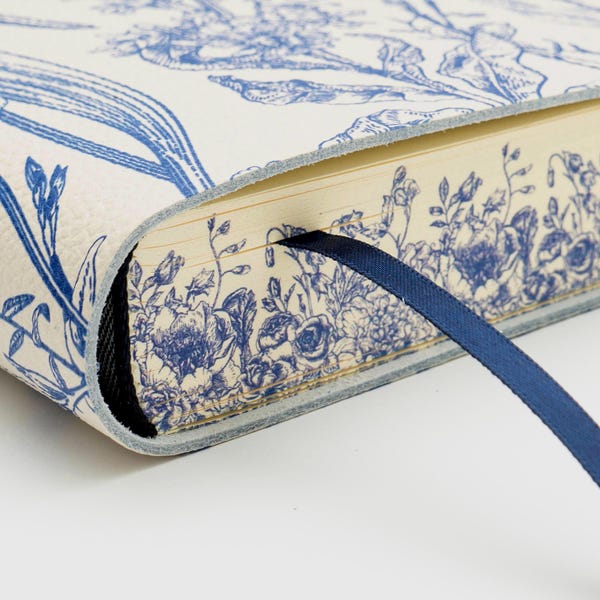 Azzurri (Blu) Fiori Handmade in Italy Soft Italian Leather Journal, Notebook