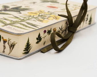 Antique Botanical Soft Italian Leather Journal, Notebook with Tie - Handmade in Italy