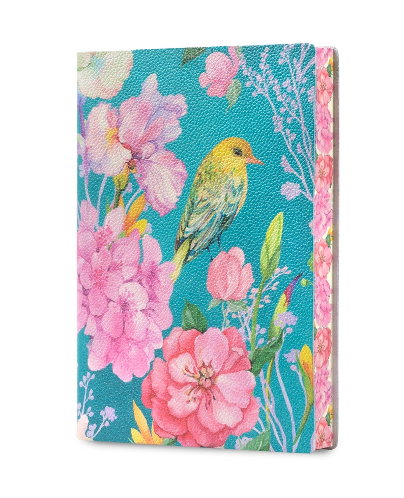 Yellow Bird Uccello GialloWatercolor Soft Italian Leather Journal,Notebook , Handmade in Italy image 2