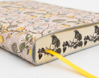 Colibri (Hummingbird) & Limoni Printed Soft Italian Leather Journal,Notebook , Handmade in Italy