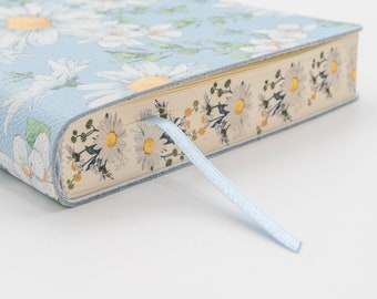 Margherita (Daisy) Printed Soft Italian Leather Handmade Journal , Notebook - Gift for Mom,New Mothers, Best Friends