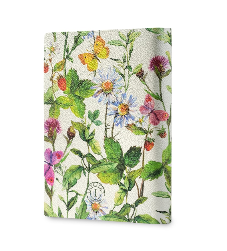 Retro Field of Flowers Campo di fiori retro Printed Soft Italian Leather Journal, Notebook Handmade in Italy image 4