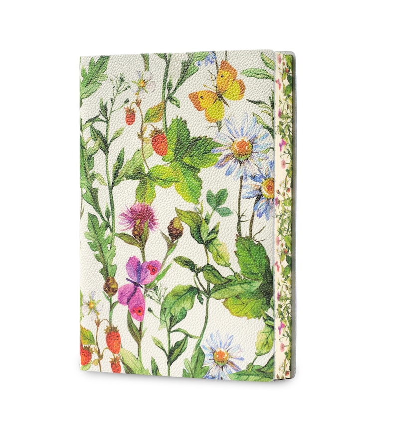 Retro Field of Flowers Campo di fiori retro Printed Soft Italian Leather Journal, Notebook Handmade in Italy image 2