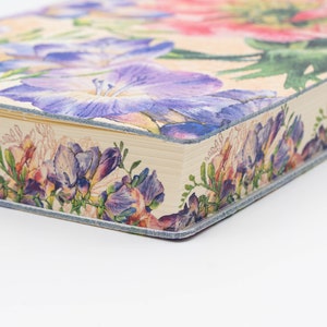 Umbria Lillies & Peonie Printed Italian Handmade Soft Leather Journal , Notebook Gift for Mom, Sister, BFF image 3