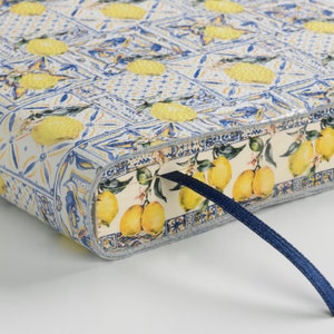 Limoni Lemons Mosaico Printed Soft Italian Leather Journal, Notebook Handmade in Italy image 1