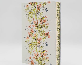 Bamboo Tree & Farfalle (Butterflies) Printed Soft Italian Leather Journal , Notebook- Handmade in Italy