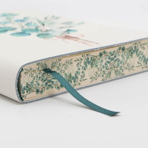 Eucalipto (Eucalyptus) Bouquet Printed Soft Italian Leather Journal,Notebook, Handmade in Italy