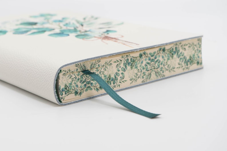 Eucalipto Eucalyptus Bouquet Printed Soft Italian Leather Journal,Notebook, Handmade in Italy image 1