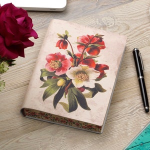 Bel Fiore, Beautiful Flower Printed Italian Soft Leather Journal , Notebook Handmade in Italy Gift for Mom, Sister , BFF image 2