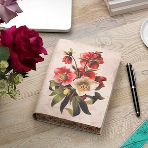 Bel Fiore, Beautiful Flower Printed Italian Soft Leather Journal , Notebook Handmade in Italy Gift for Mom, Sister , BFF image 7