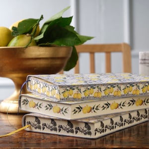 Limoni Lemons Mosaico Printed Soft Italian Leather Journal, Notebook Handmade in Italy image 3