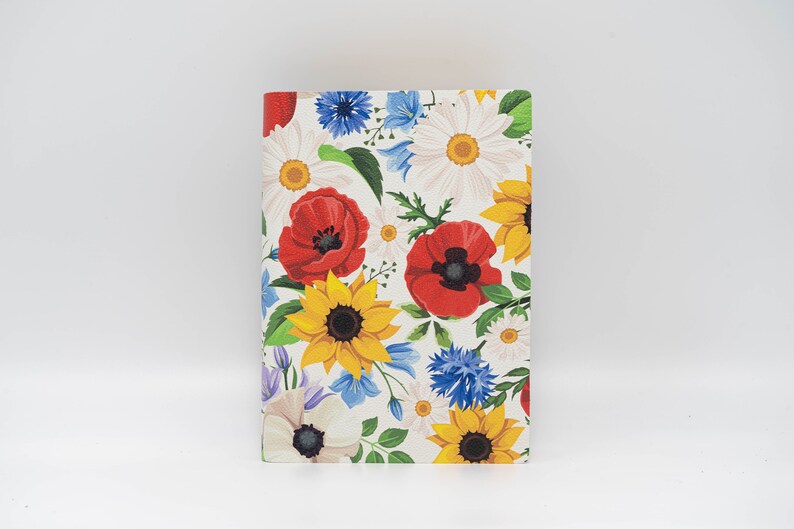 Colorati Fiori Printed Soft Italian Leather Handmade Journal, Notebook image 4