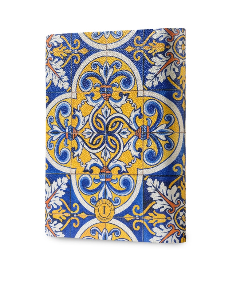 Mosaico Printed Soft Italian Leather Journal, Notebook Handmade in Italy image 3