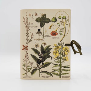 Antique Botanical Soft Italian Leather Journal, Notebook with Tie Handmade in Italy image 4