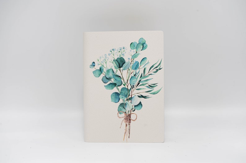 Eucalipto Eucalyptus Bouquet Printed Soft Italian Leather Journal,Notebook, Handmade in Italy image 3