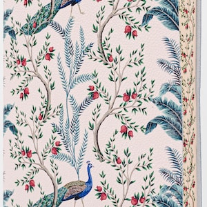 Vintage Peacock Garden Printed Soft Italian Leather Journal, Notebook Handmade In Italy image 4