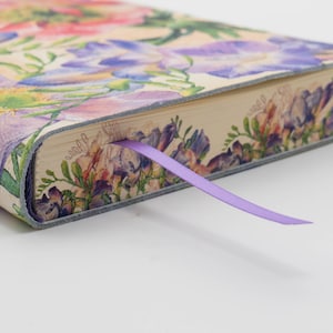 Umbria Lillies & Peonie Printed Italian Handmade  Soft Leather Journal , Notebook - Gift for Mom, Sister, BFF