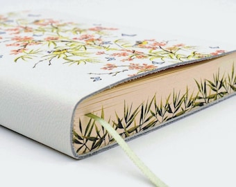 Bamboo Tree & Farfalle (Butterflies) Handmade in Italy Soft Italian Leather Journal, Notebook