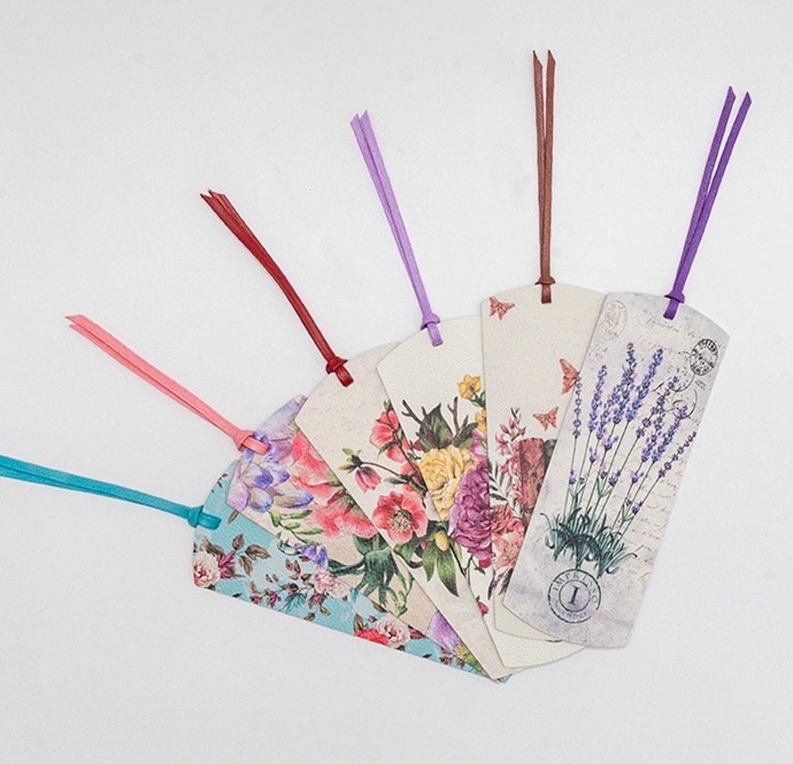 Bella Watercolor Floral Italian Soft Leather Bookmark - Handmade in ...