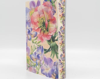 Umbria Lillies & Peonie Printed Italian Handmade  Soft Leather Journal , Notebook - Gift for Mom, Sister, BFF