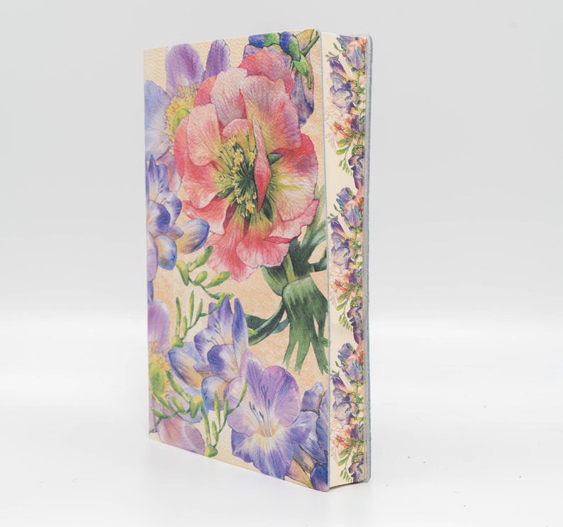 Umbria Lillies & Peonie Printed Italian Handmade Soft Leather Journal , Notebook Gift for Mom, Sister, BFF image 2