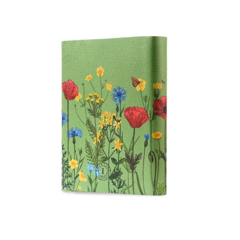 Poppies Papaveri di Fiori and Wildflowers Printed Soft Italian Leather Journal, Notebook Handmade in Italy image 3