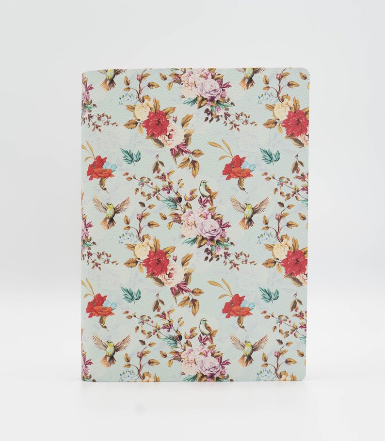 Nightingale Uccelli Birds Floral Printed Soft Italian Leather Journal, Notebook Gift for Mom, Sister, BFF, Bridesmaids image 5