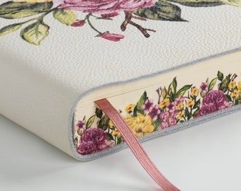 Bella Watercolor Blossom (Fiori ad Acquarellò) Printed Soft Italian Leather Journal, Notebook- Handmade in Italy - Gift for Mom, BFF