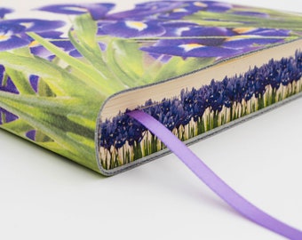 Iris Fiori Printed Italian Soft Leather Journal, Notebook - Handmade in Italy