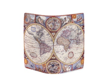 Old World Map Italian Leather Passport Cover, Case  - Made in Italy - Gift for the Traveler