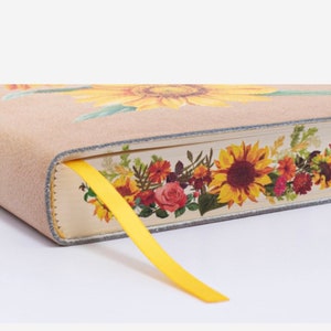 Sunflowers “Girasoli” Soft Italian Leather Journal, Notebook Handmade in Italy - Gift for Writers,Poets,Artists