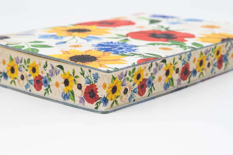 Colorati Fiori Printed Soft Italian Leather Handmade Journal, Notebook image 3