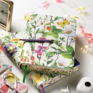 Ravenna Garden Floral Handmade in Italy Soft Italian Leather Journal, Notebook