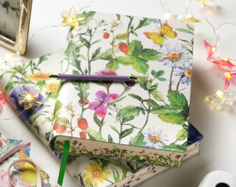 Ravenna Garden Floral Handmade in Italy Soft Italian Leather Journal, Notebook