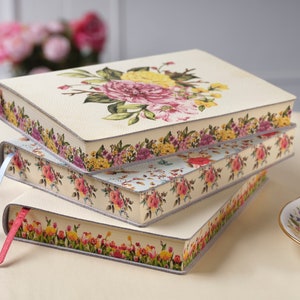 Genoa Watercolor Blossom Handmade in Italy Soft Italian Leather Journal, Notebook