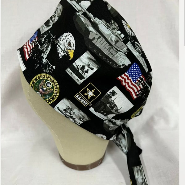 Men/Women Surgical Scrub Cap Lined Army 100% Cotton