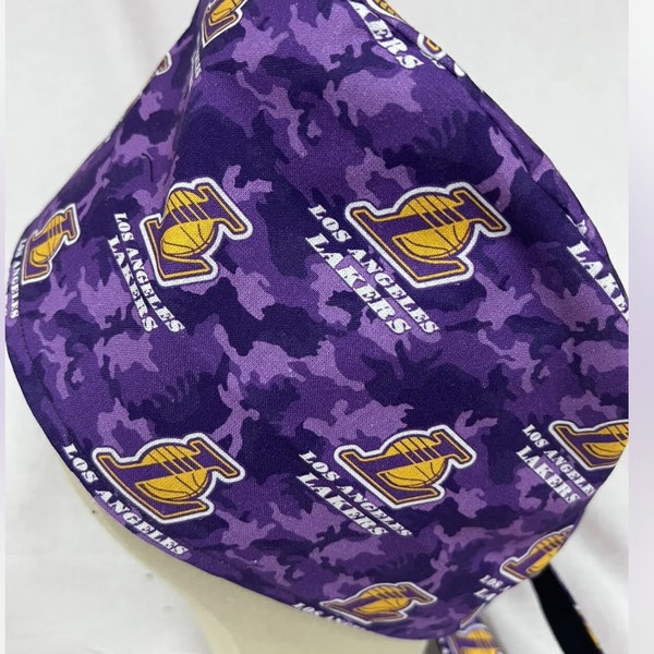 Men/Women Surgical Scrub Cap Lined Los Angeles Lakers Camo LA Lakers 100% Cotton