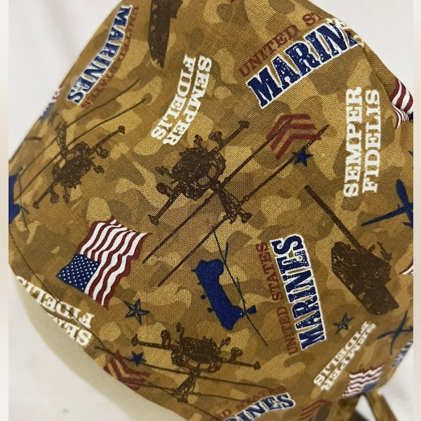 Men/Women Surgical Scrub Cap Lined Marines 100% Cotton