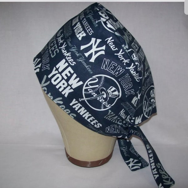 Men/Women Surgical Scrub Cap Lined NY Yankees New York MLB 100% Cotton