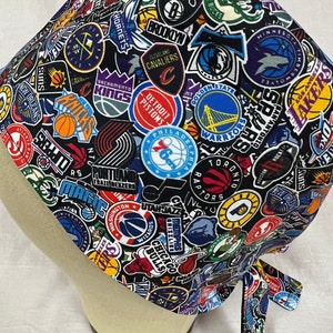 Men/Women Surgical Scrub Cap Lined NBA Teams 76ers Suns Nets Bulls 100% Cotton