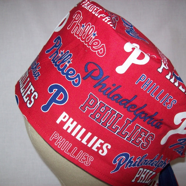 Men/Women Surgical Scrub Cap Lined Philadelphia Phillies 100% Cotton