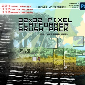 Pixel ArtPlatform Brush Pack für Photoshop (ideal für eine Charaktergröße von 32x32 Pixel)